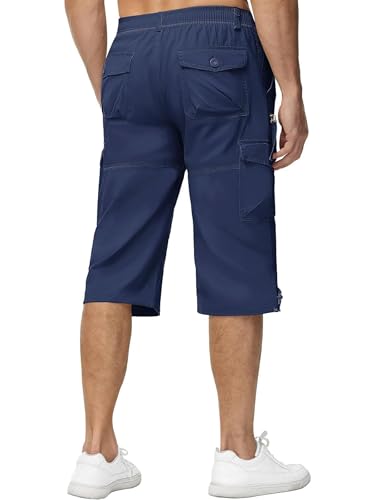 31iec3hhral.jpg KEFITEVD Herren Cargo Shorts Baumwolle Gummibund Multi Taschen Sommer Hose Lässig
