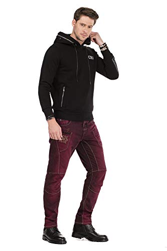 31la7oeizzl.jpg Cipo & Baxx Herren Jeans Denim Hose Antique Look Batikmuster CD479 Burgundy W30 L32 | Cipo & Baxx Herren Jeans CD479 An