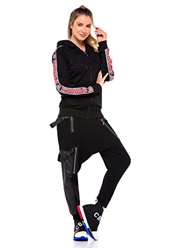 31tnelkplyl.jpg Cipo & Baxx Damen Sweatjacke Kapuzenpulli Jacke Sweater Freizeit Übergangsjacke mit Schriftzügen + Comfort+ Jüngere Frau