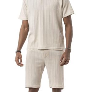 Redbridge by Tarz Cool - Zweiepisodiges Strickset für Herren – Kurzarmshirt mit Polokragen und Shorts