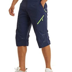 KEFITEVD Herren Schnelltrocknend Outdoor Hose Mit Viele Taschen Sommer Shorts Atmungsaktiv Stretch Capri Radhose