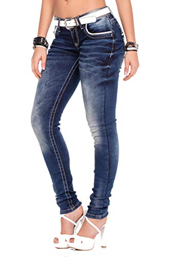41 h1axceal.jpg Cipo & Baxx Damen Jeans Hose Slim Fit Ziernähten Casual Stonewashed Pants WD256 Trendy Slim Fit Jeans für Damen 5