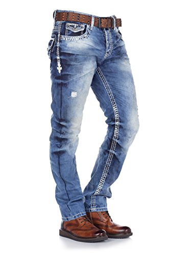 4143m0hlnrl.jpg Cipo & Baxx Herren Straight Fit Jeans - Ekki blau -Slimming Effekt - W 33/L 32