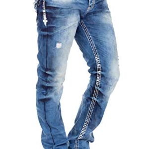 Cipo & Baxx Herren Jeans Hose Straight Fit Denim Regular Fit Jeanshose CD328 elektrosta AkronymComfort Gel-Behlicität Ak