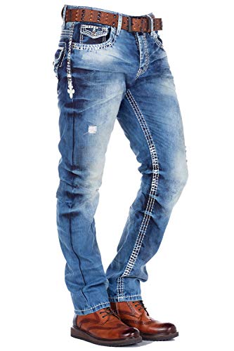 4145ptwotnl.jpg Cipo & Baxx Herren Jeans Hose Straight Fit Denim Regular Fit Jeanshose CD328 elektrosta AkronymComfort Gel-Behlicität Ak