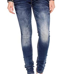 Cipo & Baxx Damen Jeans Hose Slim Fit Ziernähten Casual Stonewashed Pants WD256 Trendy Slim Fit Jeans für Damen 5