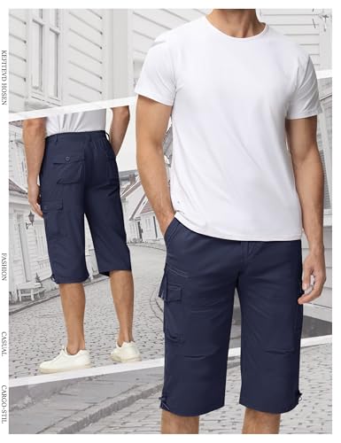 418hed464cl.jpg KEFITEVD Herren Cargo Shorts Baumwolle Gummibund Multi Taschen Sommer Hose Lässig