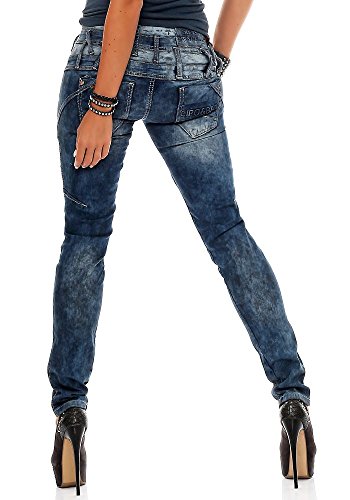 418o7ip4ll.jpg Cipo & Baxx Damen Skinny Fit Jeans Hose Slim Fit Dreifachbund Pants WD245 - Hochwertige Jeans für slimmende Figuren
