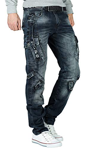 419wsl0ndl.jpg Cipo & Baxx Herren Stylische Freizeitjeans im Bikerstyle – Regular Fit oder Slim Fit | Stone Washed Denim mit Ziernähten