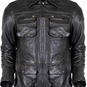 MDM Herren Motojacke in Schwarz mit Echtem Leder | MDM Herren Biker Lederjacke Braun Vintage Kragen | MDM Männer Echtes