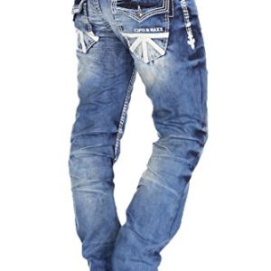 Home Cipo & Baxx Herren Straight Fit Jeans - Ekki blau -Slimming Effekt - W 33/L 32