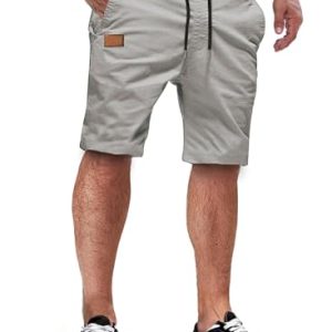 Home JMIERR Kurze Hosen Herren Sommer Chino Baumwolle Elastische Taille mit Taschen Trendige Sommershorts für Herren mit elas