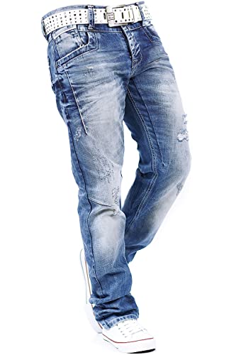 41duna8ynhl 1.jpg Cipo & Baxx Herren Jeans – Stilvolle Regular-Fit Denim mit Kontrastnähten | Bequeme & Modische Jeans für Männer | 5-Pock