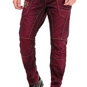 Cipo & Baxx Herren Jeans Denim Hose Antique Look Batikmuster CD479 Burgundy W30 L32 | Cipo & Baxx Herren Jeans CD479 An