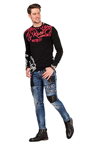 41gl2oivull.jpg Cipo & Baxx Herren Langärmel-Shirt Schwarz