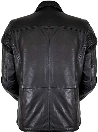 41hvznjdvgl.jpg MDM Herren Motojacke in Schwarz mit Echtem Leder | MDM Herren Biker Lederjacke Braun Vintage Kragen | MDM Männer Echtes