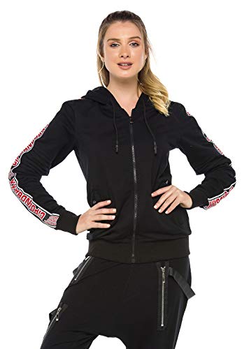 41nlc1annsl.jpg Cipo & Baxx Damen Sweatjacke Kapuzenpulli Jacke Sweater Freizeit Übergangsjacke mit Schriftzügen + Comfort+ Jüngere Frau