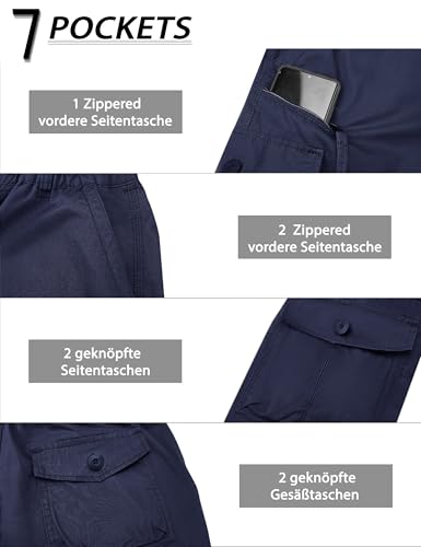41oarucjbul.jpg KEFITEVD Herren Cargo Shorts Baumwolle Gummibund Multi Taschen Sommer Hose Lässig