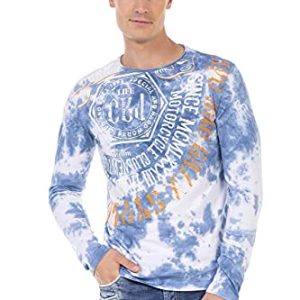 Cipo & Baxx Herren Longsleeve Sweatshirt Schriftzüge Design Langarm-Shirt für Sport und Relaxen CL472