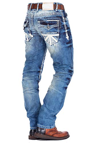 41tpthtjnul.jpg Cipo & Baxx Herren Jeans Hose Straight Fit Denim Regular Fit Jeanshose CD328 elektrosta AkronymComfort Gel-Behlicität Ak