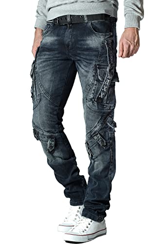41wcu9wgqsl.jpg Cipo & Baxx Herren Stylische Freizeitjeans im Bikerstyle – Regular Fit oder Slim Fit | Stone Washed Denim mit Ziernähten