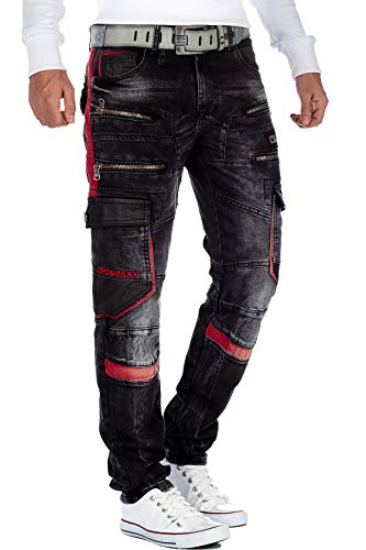 41xr62tpckl 1.jpg Cipo & Baxx Herren Jeans - Stylische Denim-Mode mit hohem markanten Details | Regular & Slim Fit | Stonewashed & Used-Ef