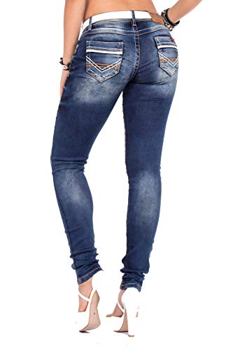 41yed5svbvl.jpg Cipo & Baxx Damen Jeans Hose Slim Fit Ziernähten Casual Stonewashed Pants WD256 Trendy Slim Fit Jeans für Damen 5