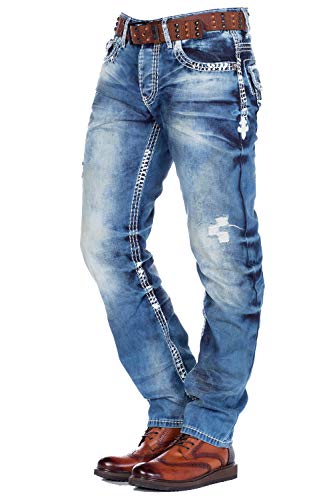 41z8li3ryll.jpg Cipo & Baxx Herren Jeans Hose Straight Fit Denim Regular Fit Jeanshose CD328 elektrosta AkronymComfort Gel-Behlicität Ak