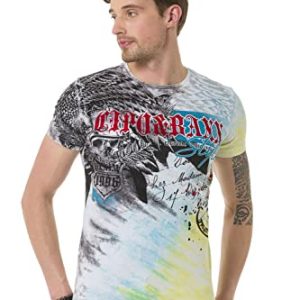 Cipo & Baxx Herren Print Batik Vintage T-Shirt CT684 Trendiger Kurzarm Fashion Rundhals-Shirt fürourcemännliche Zielgrup