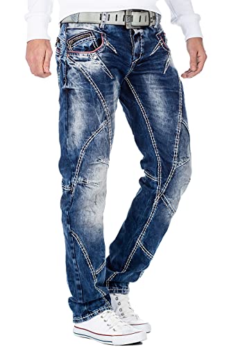 41aqxwibmcl 1.jpg Cipo & Baxx Herren Jeans – Stylische Regular-Fit Denim mit Stone-Washed-Design & Used-Look | Bequeme & modische Jeans fü