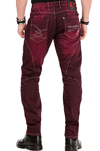 41d99 grdwl.jpg Cipo & Baxx Herren Jeans Denim Hose Antique Look Batikmuster CD479 Burgundy W30 L32 | Cipo & Baxx Herren Jeans CD479 An