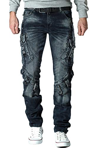 41jchfjnhjl 1.jpg Cipo & Baxx Herren Stylische Freizeitjeans im Bikerstyle – Regular Fit oder Slim Fit | Stone Washed Denim mit Ziernähten