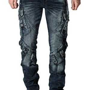 Cipo & Baxx Herren Stylische Freizeitjeans im Bikerstyle – Regular Fit oder Slim Fit | Stone Washed Denim mit Ziernähten