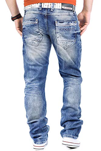 41jeht3uzl 1.jpg Cipo & Baxx Herren Jeans – Stilvolle Regular-Fit Denim mit Kontrastnähten | Bequeme & Modische Jeans für Männer | 5-Pock