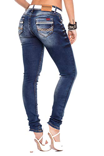 41jta1zwel.jpg Cipo & Baxx Damen Jeans Hose Slim Fit Ziernähten Casual Stonewashed Pants WD256 Trendy Slim Fit Jeans für Damen 5