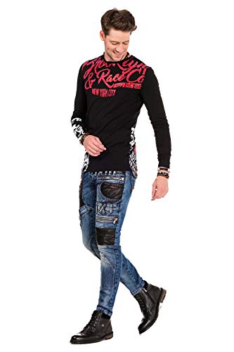 41l0atbungl.jpg Cipo & Baxx Herren Langärmel-Shirt Schwarz