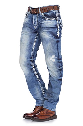 41rqcleho8l.jpg Cipo & Baxx Herren Straight Fit Jeans - Ekki blau -Slimming Effekt - W 33/L 32