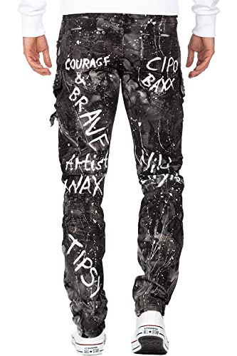 41rscuxmwel.jpg Cipo & Baxx Herren Jeans – Stylische Denim-Mode mit hohem Markanten Design |Regular & Slim Fit für Männer | Biker & Carg