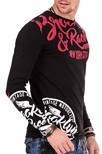 41sjc9onzwl.jpg Cipo & Baxx Herren Langärmel-Shirt Schwarz