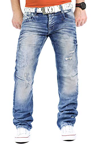 41tzvjxhnel 1.jpg Cipo & Baxx Herren Jeans – Stilvolle Regular-Fit Denim mit Kontrastnähten | Bequeme & Modische Jeans für Männer | 5-Pock