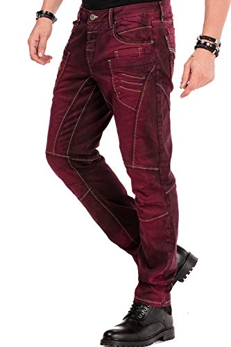 41xyvuk4exl.jpg Cipo & Baxx Herren Jeans Denim Hose Antique Look Batikmuster CD479 Burgundy W30 L32 | Cipo & Baxx Herren Jeans CD479 An