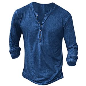 NEMXCE Vintage Henley Hemd Herren Kurzarm Slim Fit V-Ausschnitt T-Shirt