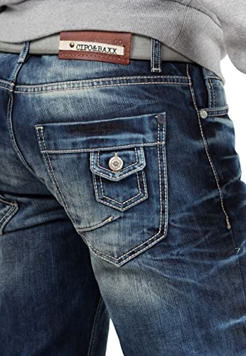 511mbfgp6l.jpg Cipo & Baxx Herren Jeans – Stilvolle Regular-Fit Denim mit Kontrastnähten | Bequeme & Modische Jeans für Männer | Stone-