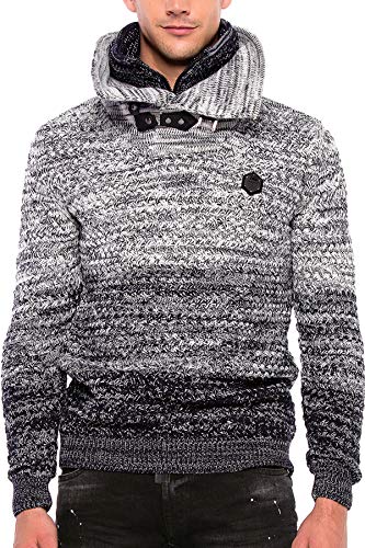 513zawcecfl.jpg Cipo & Baxx Herren Grobstrick Pullover mit Doppeltem Stehkragen und Meliert Muster Designs