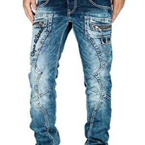 Cipo & Baxx Herren Jeans - Stylische Denim-Mode mit hohem Markanten Design | Regular & Slim Fit | Stonewashed & Used-Eff