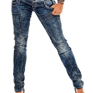 Cipo & Baxx Damen Skinny Fit Jeans Hose Slim Fit Dreifachbund Pants WD245 - Hochwertige Jeans für slimmende Figuren