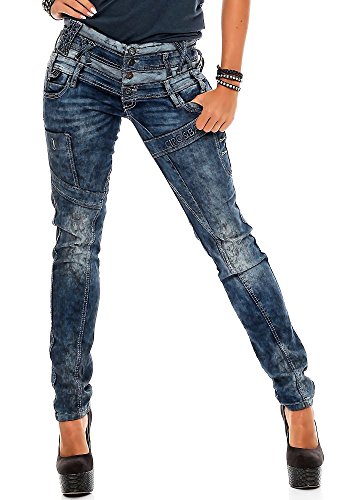 5166xvryqil.jpg Cipo & Baxx Damen Skinny Fit Jeans Hose Slim Fit Dreifachbund Pants WD245 - Hochwertige Jeans für slimmende Figuren