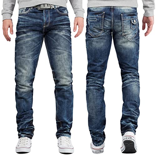 51gwrdvjznl.jpg Cipo & Baxx Herren Jeans – Stilvolle Regular-Fit Denim mit Kontrastnähten | Bequeme & Modische Jeans für Männer | Stone-