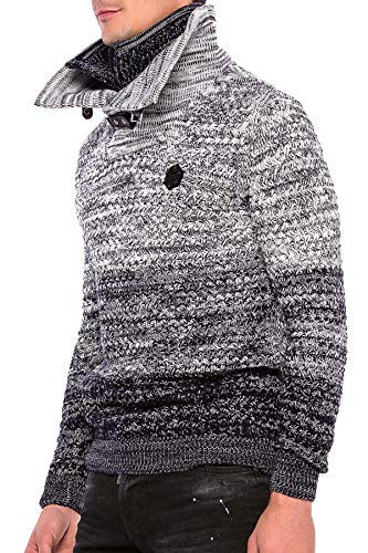 51rgbua6oel.jpg Cipo & Baxx Herren Grobstrick Pullover mit Doppeltem Stehkragen und Meliert Muster Designs