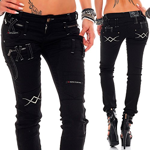 51zpn3z6e5l 1.jpg Cipo & Baxx Damen Jeans - Elegant & Trendig |cargo details & farbenklarce | perfekt für jeden anlass